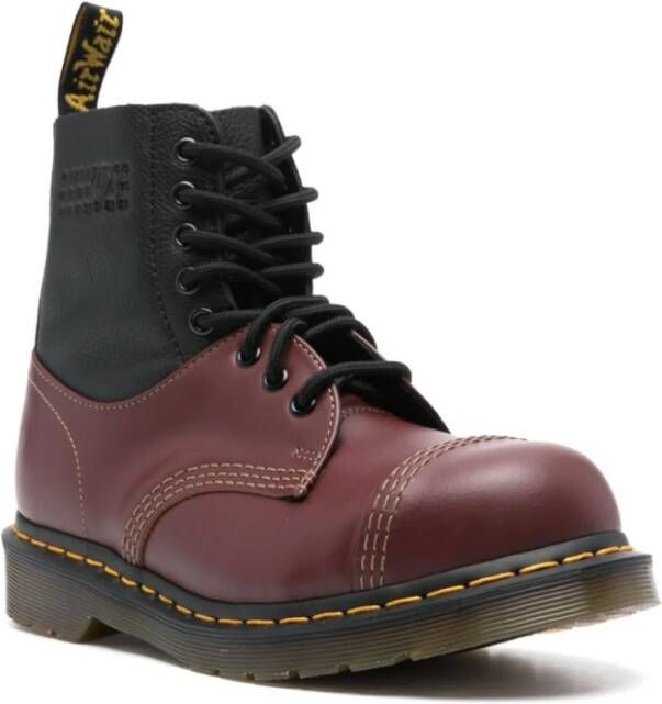 Dr. Martens Bordeaux Leren Laarzen met Paneeldesign Red Dames