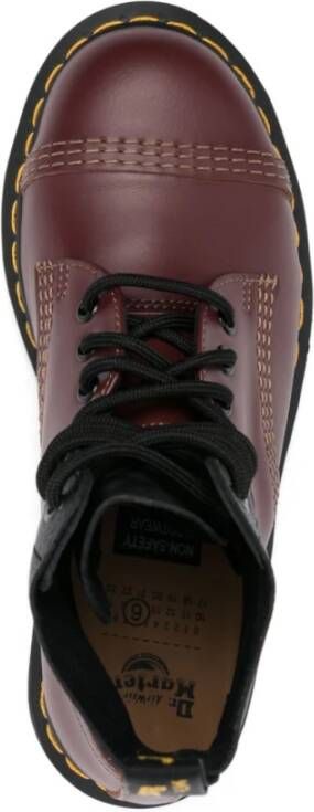 Dr. Martens Bordeaux Leren Laarzen met Paneeldesign Red Dames