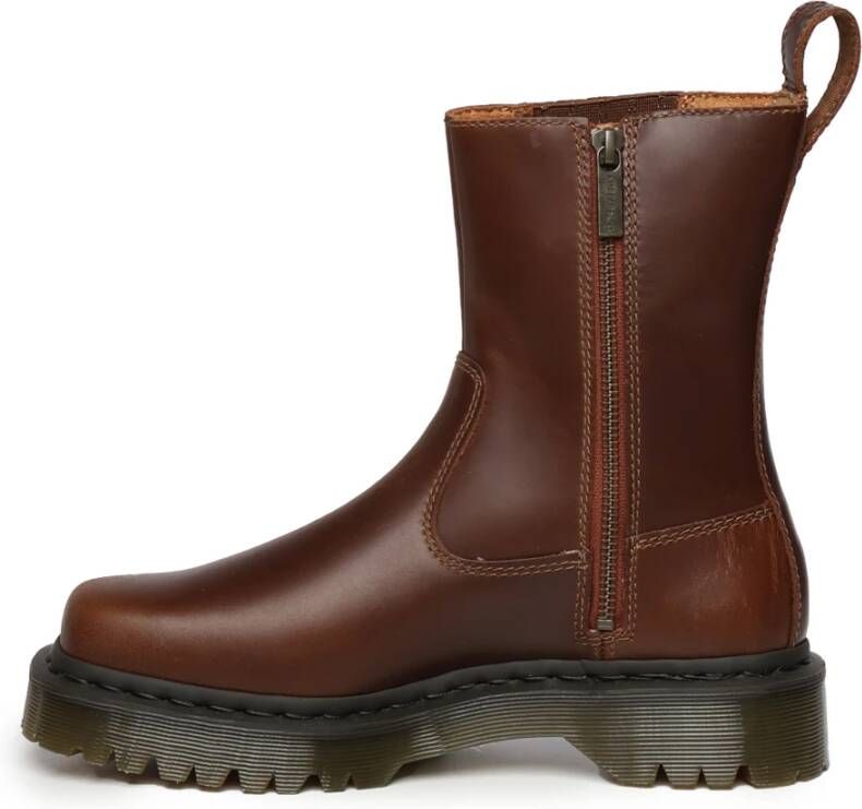 Dr. Martens Bruine leren enkellaarsjes met ritssluiting aan de zijkant
