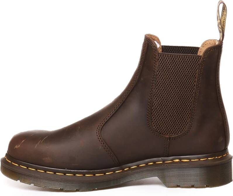 Dr. Martens Bruine Leren Enkellaarzen met Logo Brown Heren