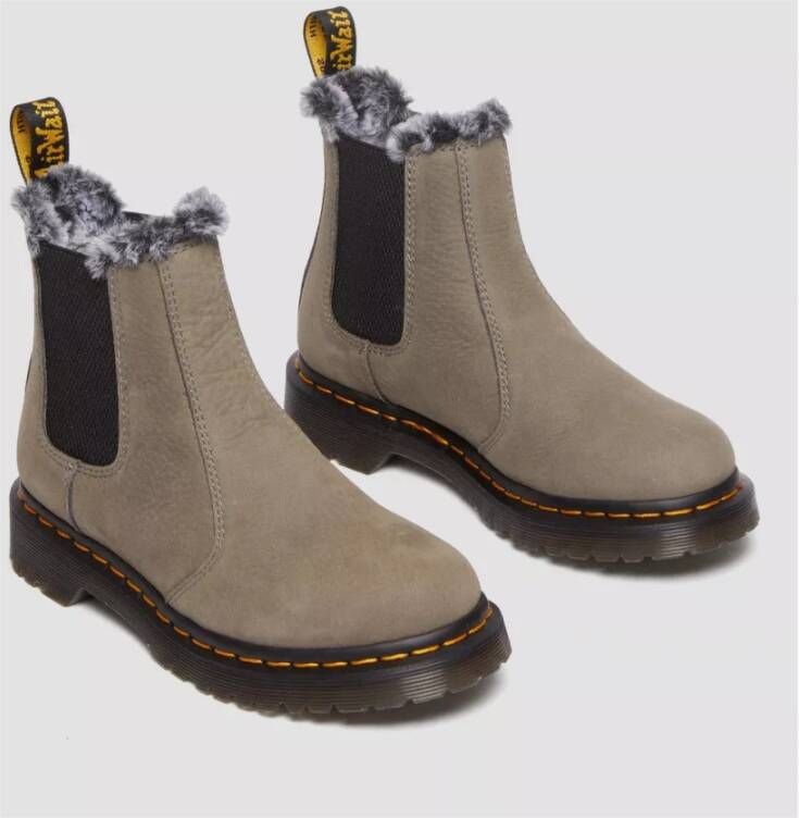 Dr. Martens Chelsea Boots met Faux Fur Voering Grijs Gray Dames