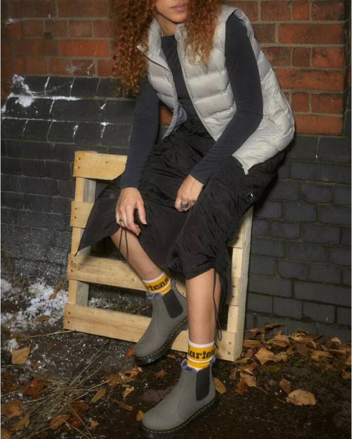 Dr. Martens Chelsea Boots met Faux Fur Voering Grijs Gray Dames