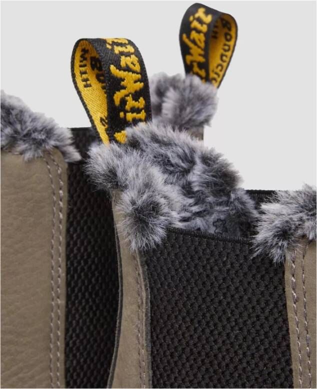 Dr. Martens Chelsea Boots met Faux Fur Voering Grijs Gray Dames