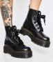 Dr. Martens Zwarte Leren Platformlaars met Decoratieve Stiksels Black Dames - Thumbnail 10