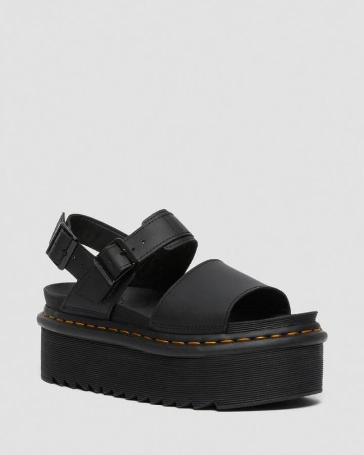 Dr. Martens Leren Platform Sandalen Voss Black Dames