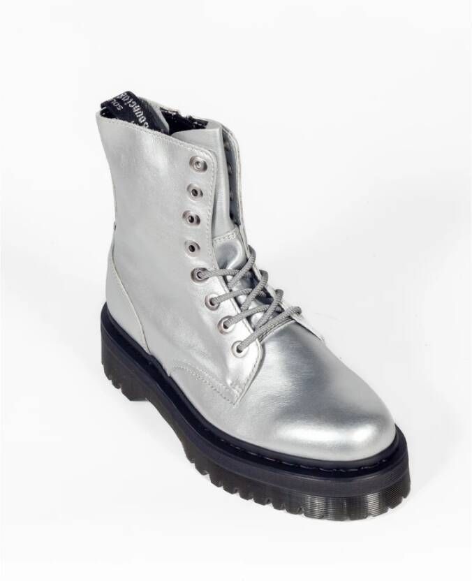 Dr. Martens Metallic Leren Plateau Laarzen Gray Heren