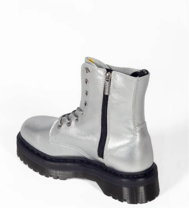 Dr. Martens Metallic Leren Plateau Laarzen Gray Heren