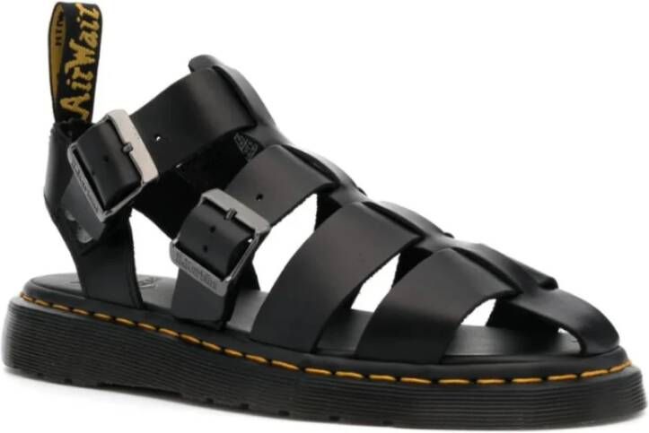 Dr. Martens Zwarte Caged Sandalen Logo Leer Black Heren