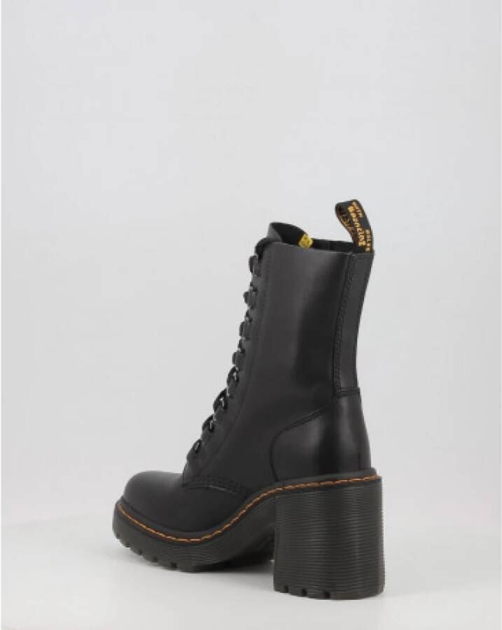 Dr. Martens Zwarte dameslaarzen met middelhoge hak en veters Zwart Dames