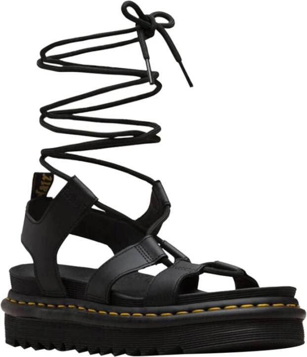 Dr. Martens Zwarte Leren Enkelband Sandalen Black Dames