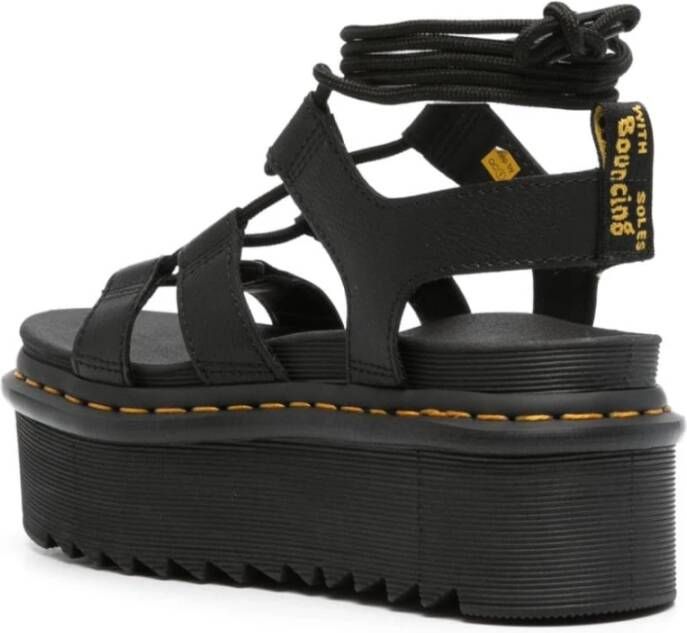 Dr. Martens Zwarte leren gladiatorsandalen Black Dames