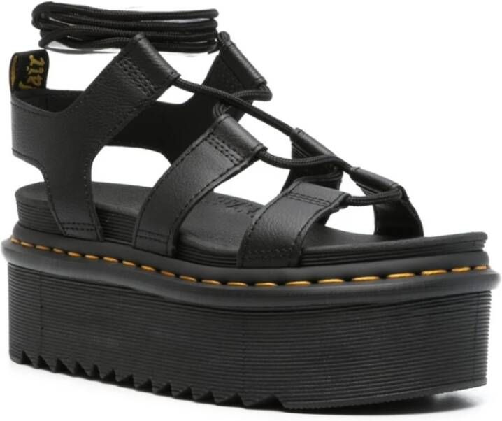 Dr. Martens Zwarte leren gladiatorsandalen Black Dames