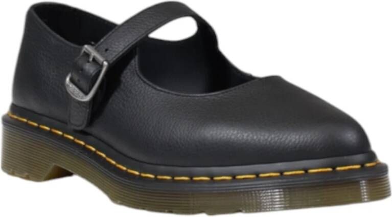 Dr. Martens Zwarte leren instappers met gesp Black Dames