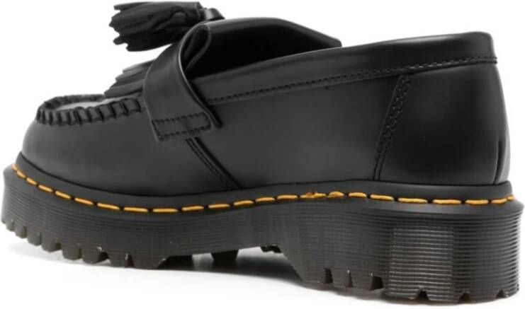 Dr. Martens Zwarte Leren Kwast Platte Schoenen