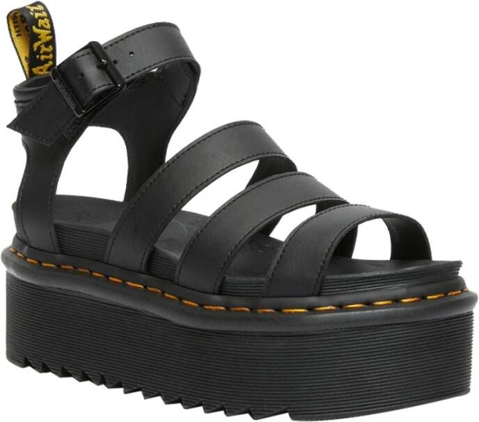 Dr. Martens Zwarte Leren Plateau Sandalen Black Dames