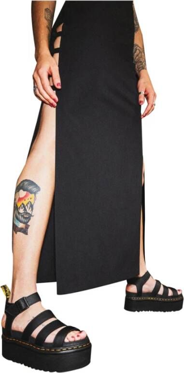 Dr. Martens Zwarte Leren Plateau Sandalen Black Dames