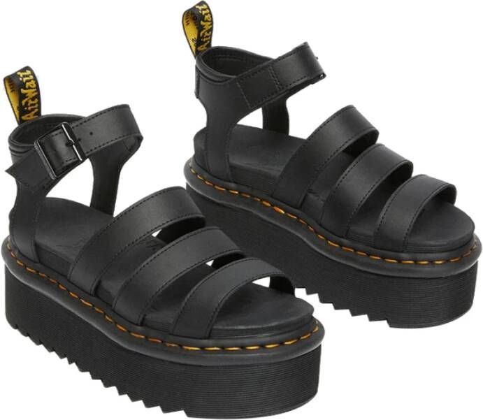 Dr. Martens Zwarte Leren Plateau Sandalen Black Dames