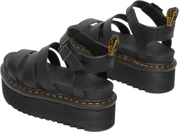 Dr. Martens Zwarte Leren Plateau Sandalen Black Dames