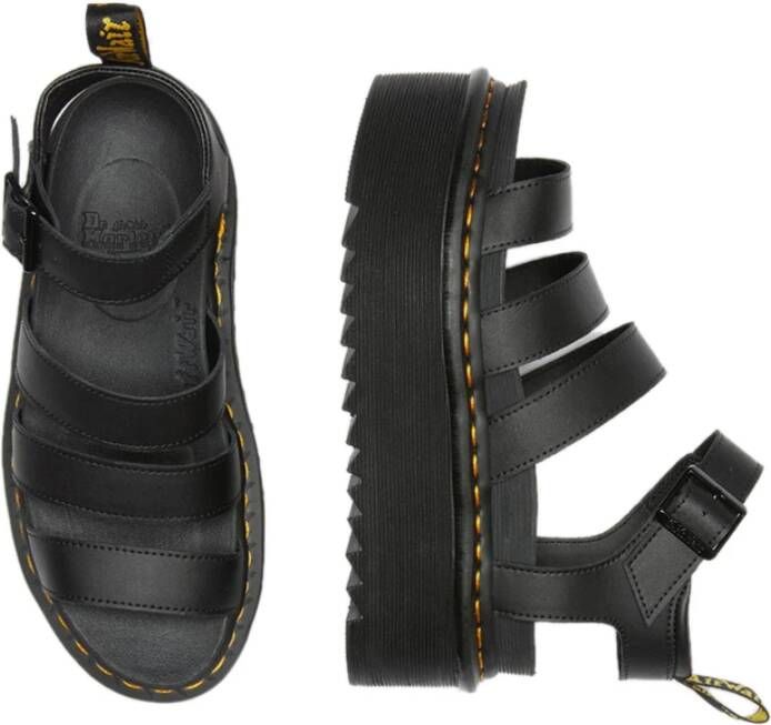 Dr. Martens Zwarte Leren Plateau Sandalen Black Dames