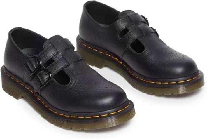 Dr. Martens Zwarte Leren Platte Schoenen Stijlvolle Flats