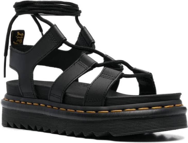 Dr. Martens Zwarte Leren Sandalen met Kantdetail Black Dames
