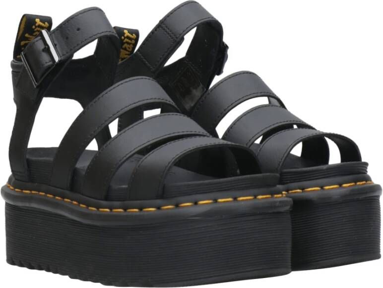 Dr. Martens Zwarte Leren Sandalen met Zebrilus Platformzool Zwart Dames