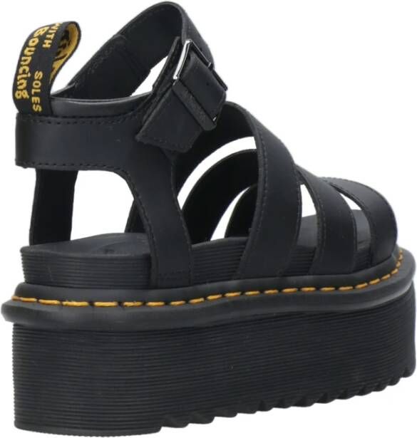 Dr. Martens Zwarte Leren Sandalen met Zebrilus Platformzool Zwart Dames