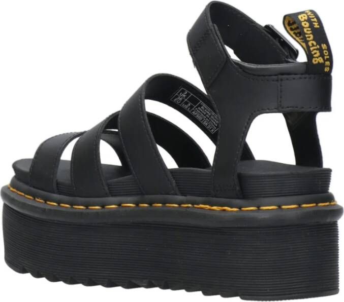 Dr. Martens Zwarte Leren Sandalen met Zebrilus Platformzool Zwart Dames