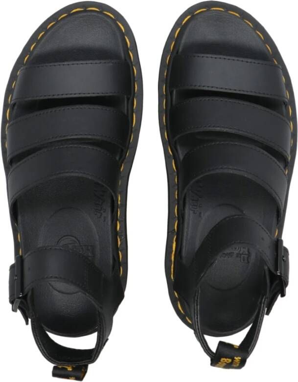 Dr. Martens Zwarte Leren Sandalen met Zebrilus Platformzool Zwart Dames