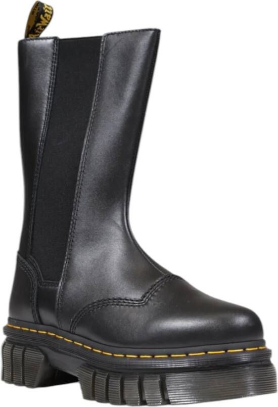 Dr. Martens Zwarte Leren Schoenen met Rubberen Zool Black Dames