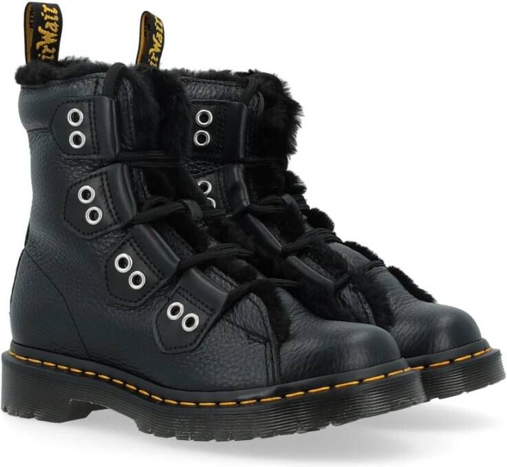 Dr. Martens Zwarte Milled Nappa Leren Laarzen Black Dames