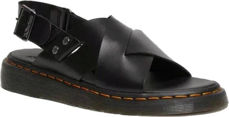 Dr. Martens Zwarte platte sandalen voor volwassenen Black Dames