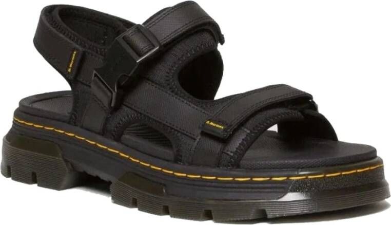 Dr. Martens Zwarte Poly Platte Sandalen voor Mannen Black Heren
