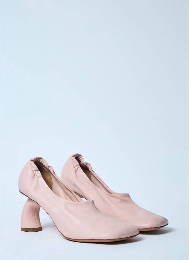 Dries Van Noten Gebogen Hak Leren Pumps Pink Dames