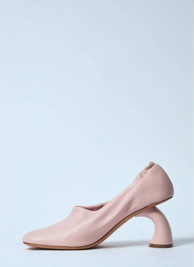 Dries Van Noten Gebogen Hak Leren Pumps Pink Dames