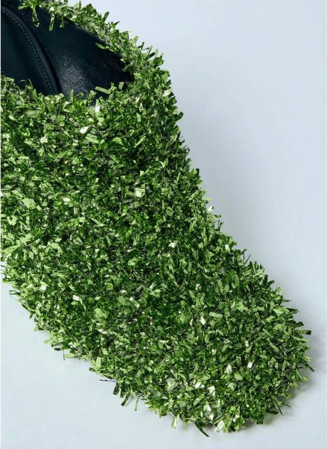 Dries Van Noten Gebogen Hak Metallic Sleehakken Green Dames