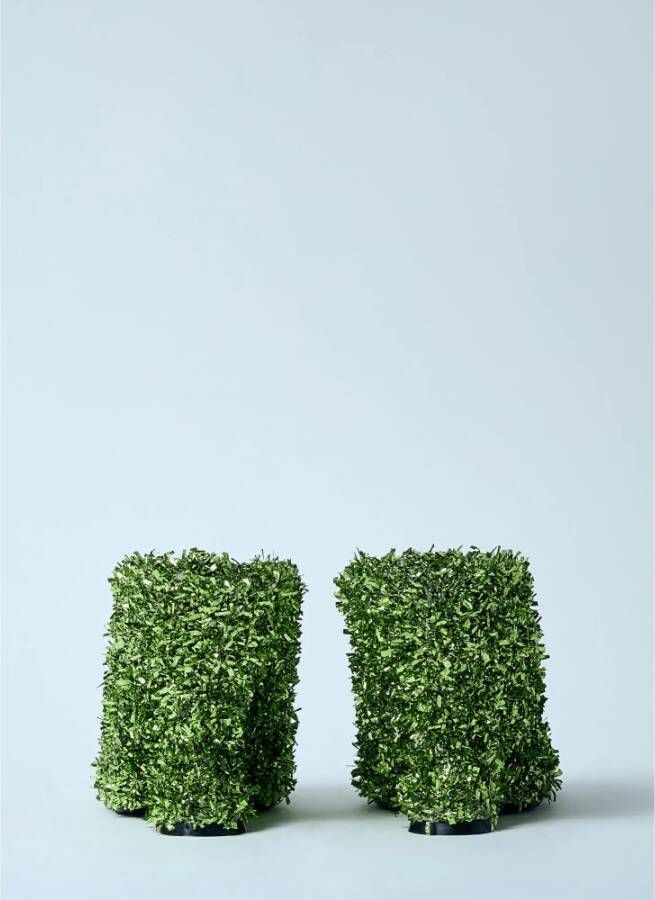 Dries Van Noten Gebogen Hak Metallic Sleehakken Green Dames