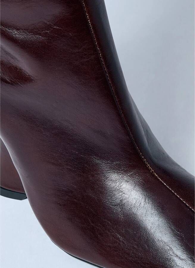 Dries Van Noten Italiaanse Leren Sleehaklaarzen Brown Dames
