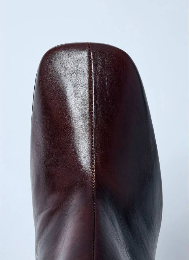 Dries Van Noten Italiaanse Leren Sleehaklaarzen Brown Dames
