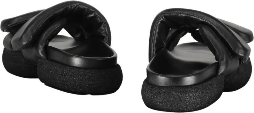 Dries Van Noten Leren Rubber Slippers met Velcro Band