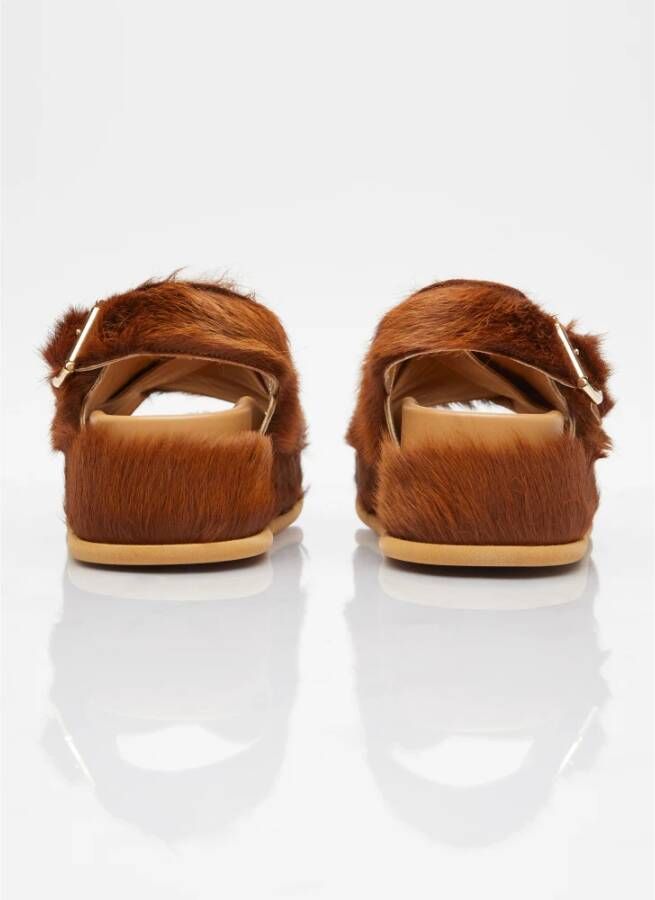 Dries Van Noten Stijlvolle Ponyhair Sandalen Bruin Dames