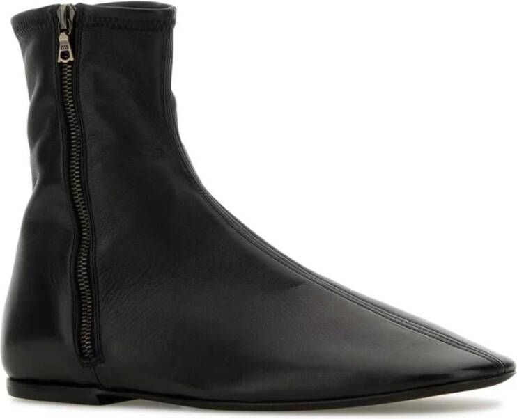 Dries Van Noten Stijlvolle zwarte leren enkellaarzen Black Heren