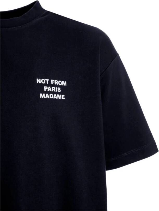 Drole de Monsieur T-shirt met slogan en geribbelde halslijn