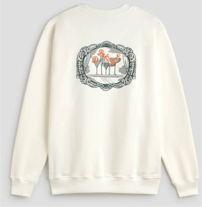 Drole de Monsieur Witte Urban Sweatshirt met Geborduurde Boodschap