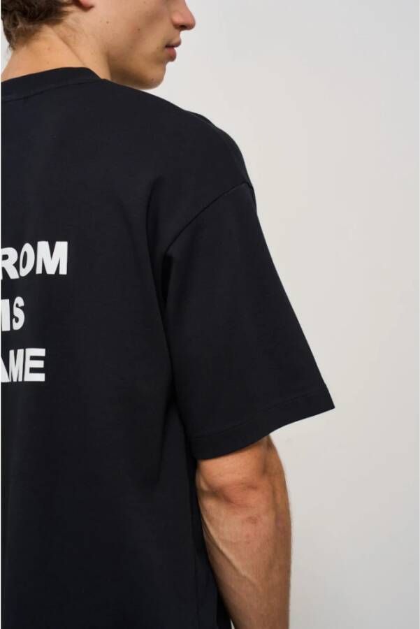 Drole de Monsieur Zwart T-shirt met slogan print