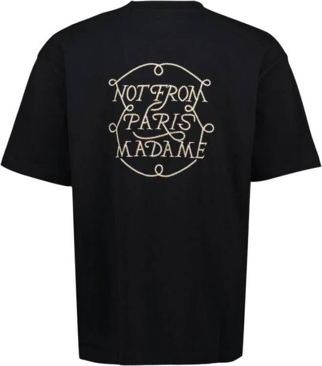 Drole de Monsieur Zwarte Slogan Print T-shirt Vignes
