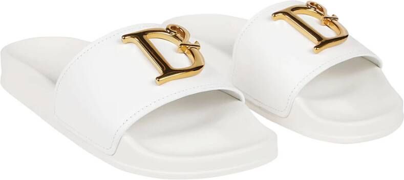 Dsquared2 Bianco Oro Vintage Slide Sandalen