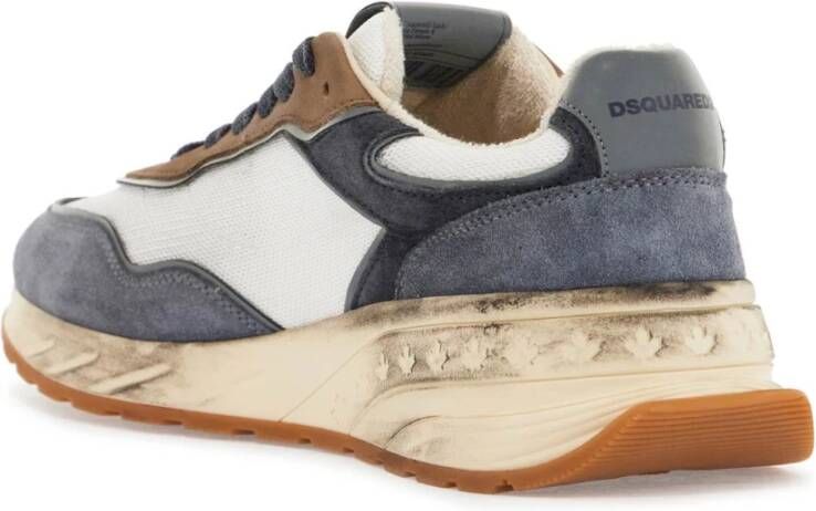 Dsquared2 Blauwe Denim Leren Sneakers met Suède