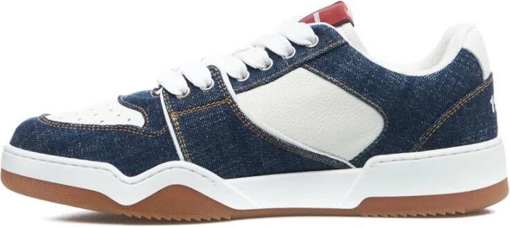 Dsquared2 Blauw Witte Sneaker met Esdoornblad Print Multicolor Heren