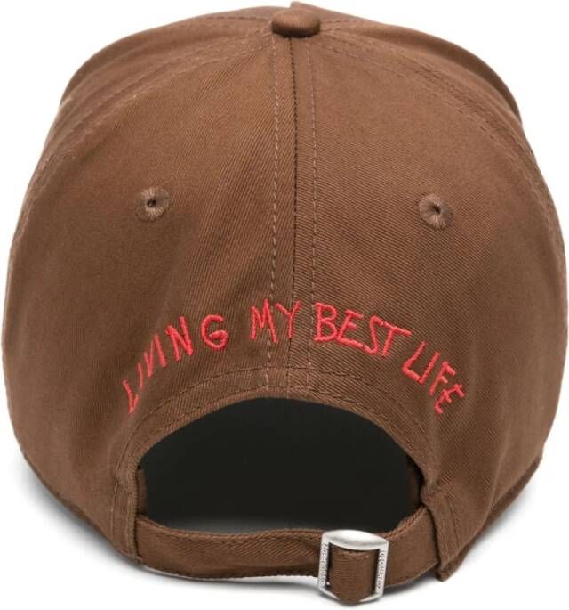 Dsquared2 Bruine Pet met Geborduurde Slogan